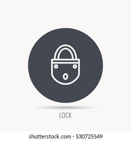Lock icon. Padlock or protection sign. Password symbol. Round web button with flat icon. Vector