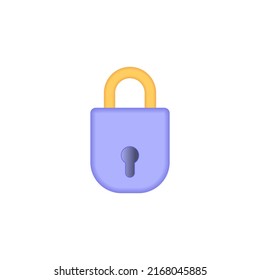 Icono de bloqueo, candado, seguridad, cifrado, protección, concepto de privacidad. Icono vectorial 3d.