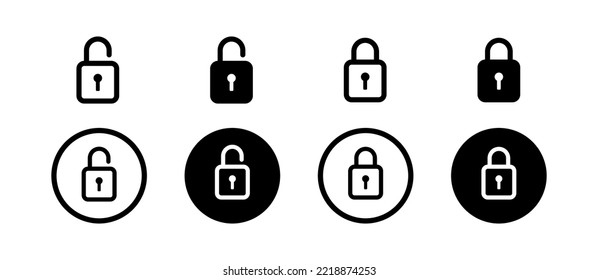Lock icon. Padlock symbol. Black color. Vector isolated sign.