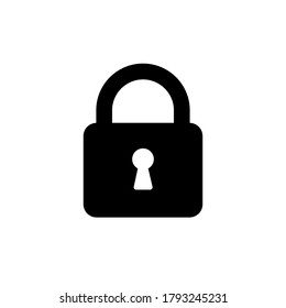 Lock icon. Padlock symbol password. Private sign. Closed lock. Code safety. Security computer system. Simple flat lock. Vector illustration