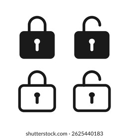 Lock icon. Padlock unlock. Password for closed of locker on website. Symbol of private and security in line style. stock illustration