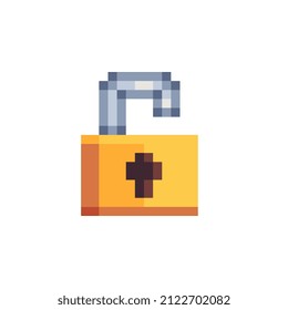 Sperrsymbol. Pixel Art flach Stil. Design von Websites und mobilen Apps. 8-Bit. Spiele-Objekte. Retro-Videospiel-Sprite. Abstrakte einzelne Vektorgrafik. 