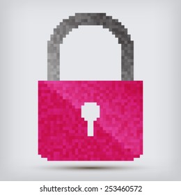 Lock Icon. Pixel Art Style