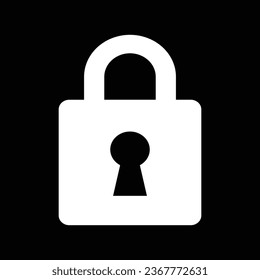 Lock Icon - In Lock Position on Black Background