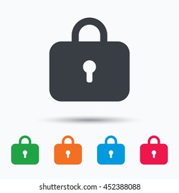 Lock icon. Privacy locker sign. Closed access symbol. Colored flat web icon on white background. Vector