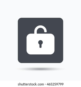 Lock icon. Privacy locker sign. Private access symbol. Gray square button with flat web icon. Vector