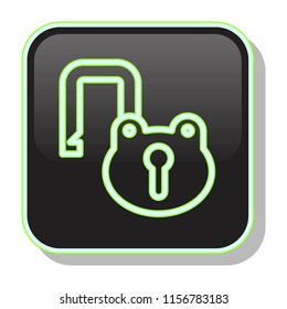 Lock Icon. Private Protection concept. Editable stroke flat icons. Simple thin line art logo. Neon 3d website button. Vector illustration. 