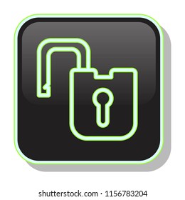 Lock Icon. Private Protection concept. Editable stroke flat icons. Simple thin line art logo. Neon 3d website button. Vector illustration. 