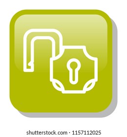 Lock Icon. Private Protection concept. Editable stroke flat icons. Colorful glossy gradient button with simple thin line. Vector illustration. 