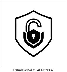 Lock icon Protection secure vector sign. Security and privacy symbol. Shield Data Security Line Icons Editable Stroke Shield Data Security icon isolated illustration.