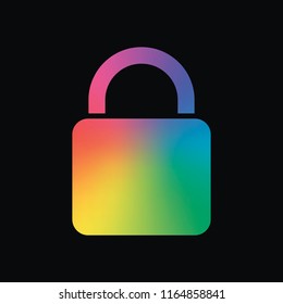 lock icon. Rainbow color and dark background