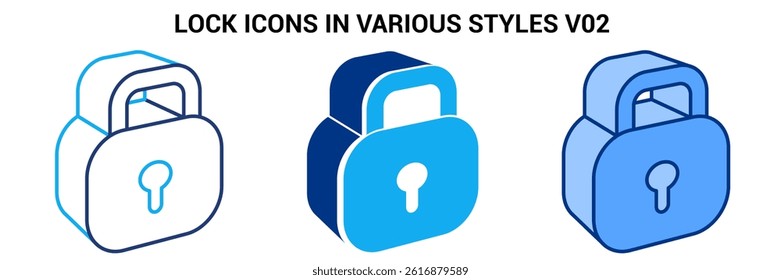 Lock icon represented by Simple Lock icon Blue, Dualline, Dualtone style.