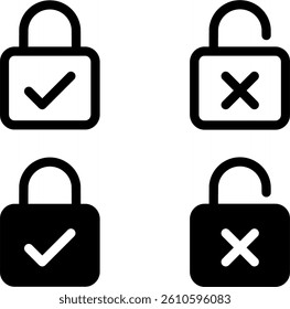 Lock icon, secure access key, approve or deny entry vector illustration