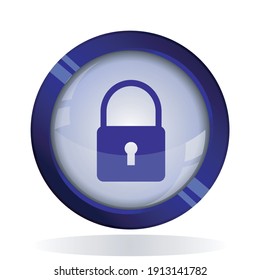 Lock icon.  security, 3d round button blue vector icon for web, mobile app icon.