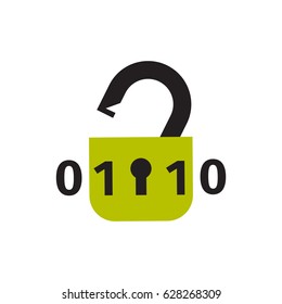 Lock icon security protection safety password sign privacy element and access shape open vector.