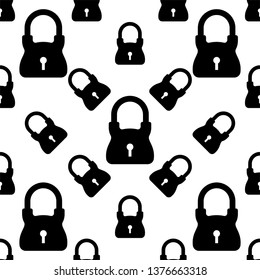 Lock Icon, Security Lock Seamless Pattern Vector Art Illustration