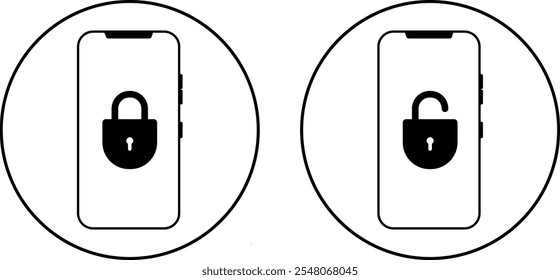  Botón de seguridad del ícono de bloqueo. Bloqueado, desbloqueo del ícono. Tecnología de negocios y concepto de libertad de viaje.
