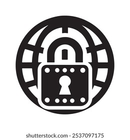 Ícone de bloqueio. Símbolo de segurança. Ilustração vetorial. Símbolo de privacidade de bloqueio e ícone em preto e branco em estilo simples.