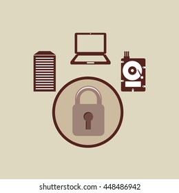 lock icon in security system vector illustration