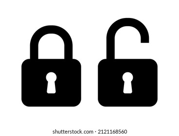 Lock icon set. Black icon isolated on white background. Safety web space icon. Password