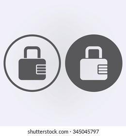 Lock Icon set in circle . Vector illustration