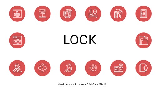 conjunto de iconos de bloqueo. Colección de iconos de inicio de sesión, ingreso, robo en línea, protección, clave de Camión, puerta, detective, bloqueo, clave, hogar inteligente, archivo, contraseña