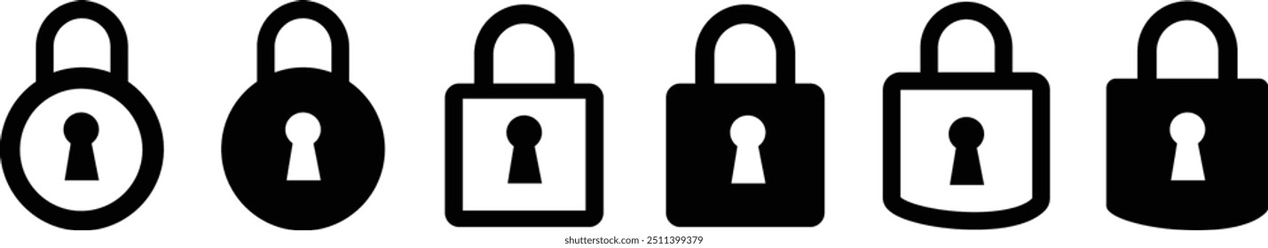 Conjunto de iconos de bloqueo. Colección de icono de bloqueo. Candado abierto y cerrado. Icono desbloqueado. Símbolo de seguridad. Ilustración vectorial.