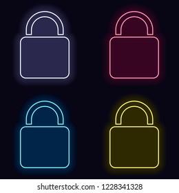 lock icon. Set of fashion neon sign. Casino style on dark background. Seamless pattern