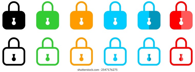 Lock icon set. locked icon , privacy, secure, private, security icons - padlock icon button - Keyhole icon, Door key hole button.