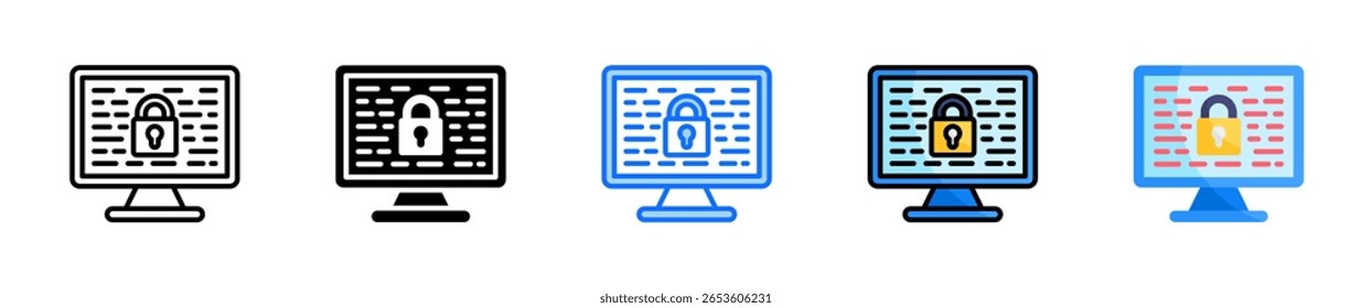 Lock Icon Set Multiple Style Collection