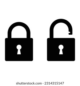 Lock icon set. Lock open and lock closed icons. Locked and unlocked symbol. Template design for web banners and mobile app, printed materials, infographics. Padlock symbol - stock vector illustration.