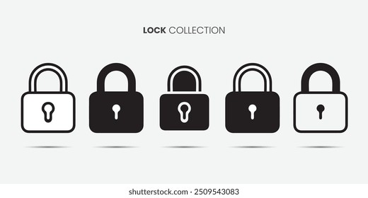 Conjunto de iconos de bloqueo. Candado cerrado. diseño plano Bloqueado icono aislado. Símbolo de seguridad.