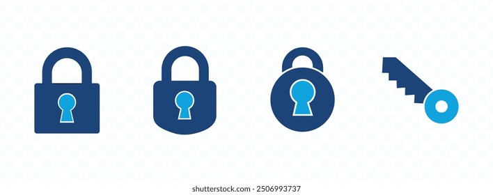 Lock icon set. Padlock open and closed. Locked and unlocked icon. Security symbol. Vector illustration.