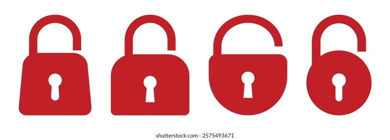 Lock icon set. Padlock open and closed. Locked and unlocked icon. Security symbol. Lock icon. 