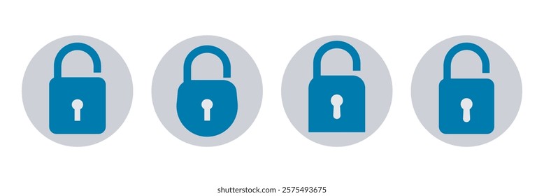 Lock icon set. Padlock open and closed. Locked and unlocked icon. Security symbol. Lock icon. 