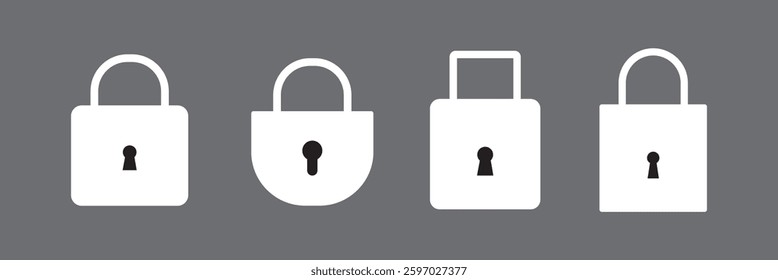 Lock icon set. Padlock open and closed. Locked and unlocked icon. Security symbol. Vector illustration.