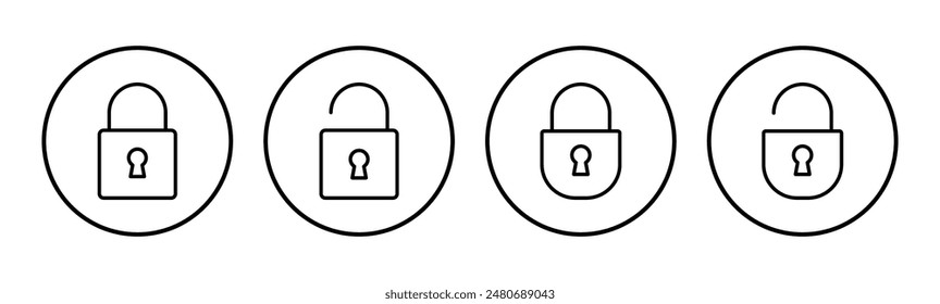 Symbolsatz sperren. Vorhängeschlosssymbol-Vektorgrafik. Verschlüsselungssymbol. Sicherheitssymbol