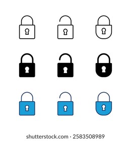 Lock icon set. Padlock icon vector. Encryption icon. Security symbol