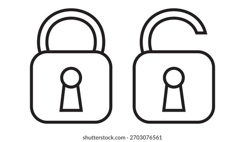Ícone de cadeado definido. ícone de privacidade , ícones de segurança privada segura - ícone de cadeado botão - ícone de furo da chave, botão de furo da chave da porta.
