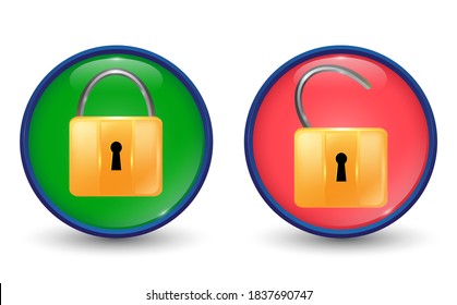 lock icon set with red and green color, good for your design