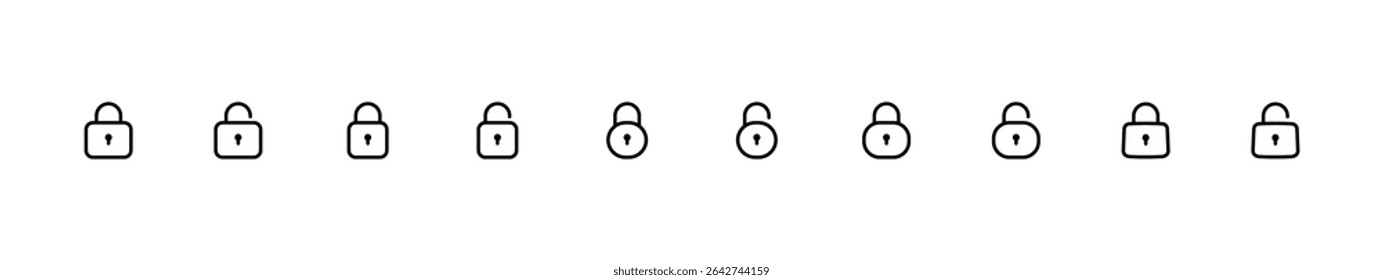 Conjunto de iconos de bloqueo. Signo de icono de seguridad. Ilustración vectorial