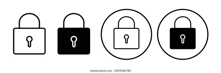 Lock icon set. Secure password vector symbol. Privacy safeguard sign.