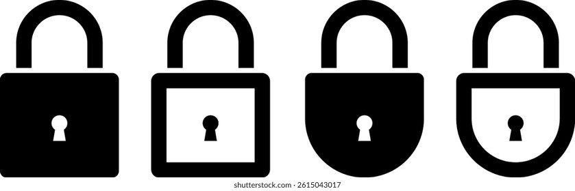 lock icon set. security symbol. Padlock signs. Flat design