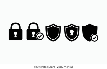 lock icon set, shield guard icon set, shield icon vector.