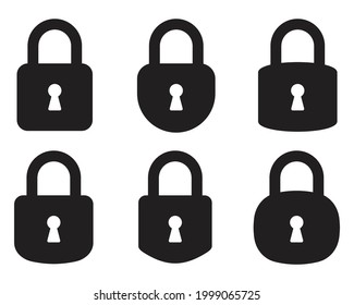 Juego de iconos de bloqueo, símbolo de bloqueo aislado en fondo blanco, ilustración del vector de candado