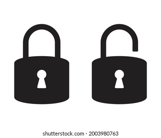 Juego de iconos de bloqueo, símbolo de bloqueo aislado en fondo blanco, ilustración del vector de candado