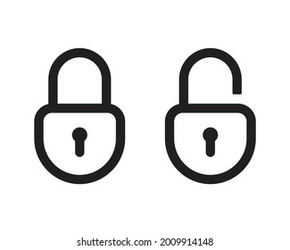 Juego de iconos de bloqueo, símbolo de bloqueo aislado en fondo blanco, ilustración del vector de candado