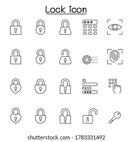 lock icon set in thin line style