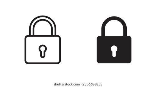 Lock icon set in Thin line black color.