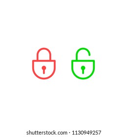 Lock Icon set in trendy flat style isolated on white background. Security color symbol. Vector.